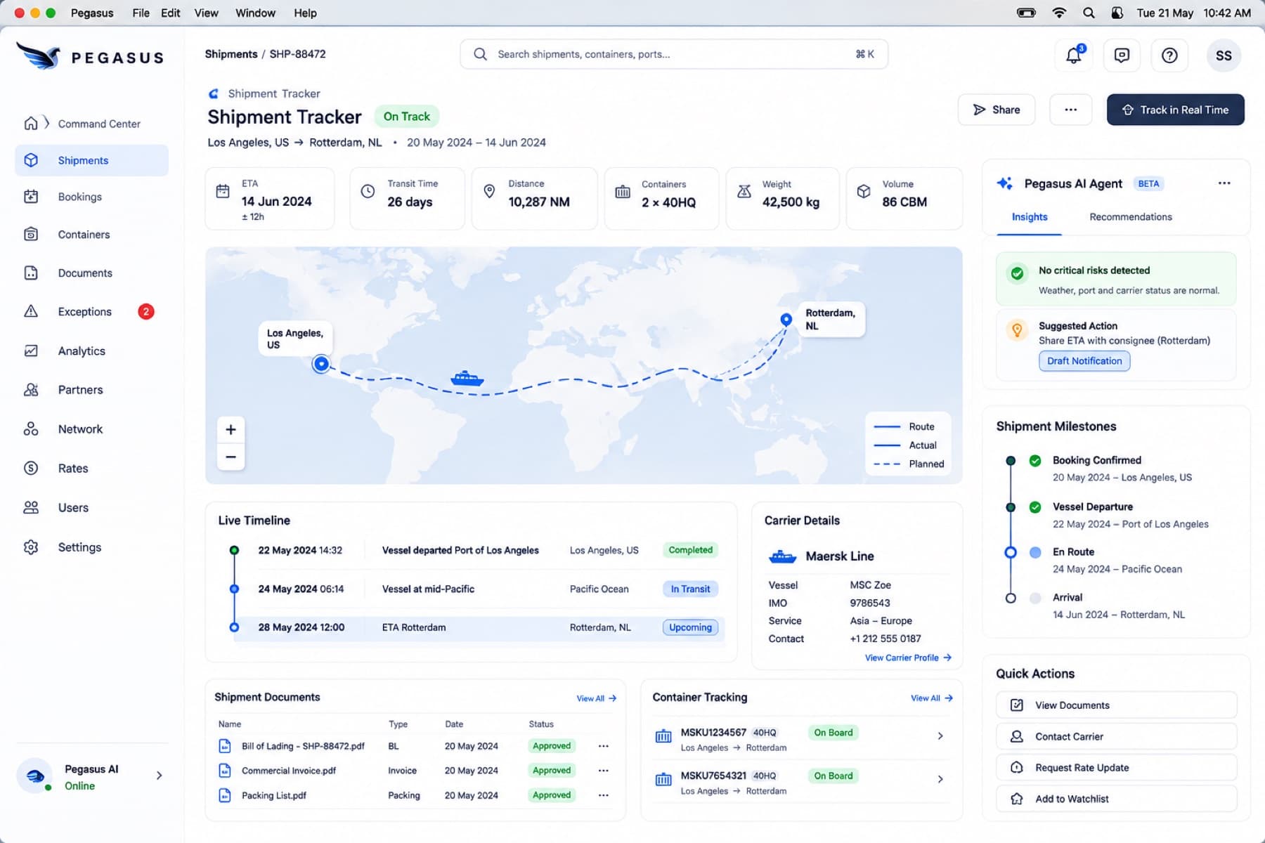 Shipment tracker dashboard