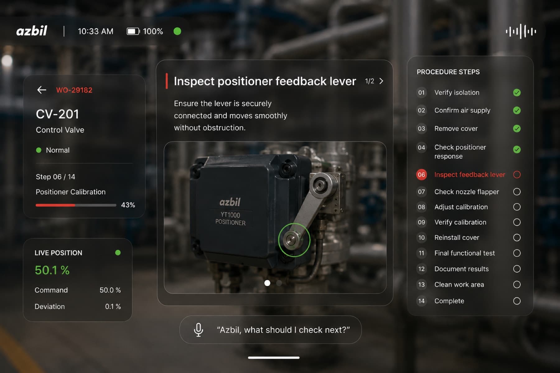 AR guidance for positioner calibration