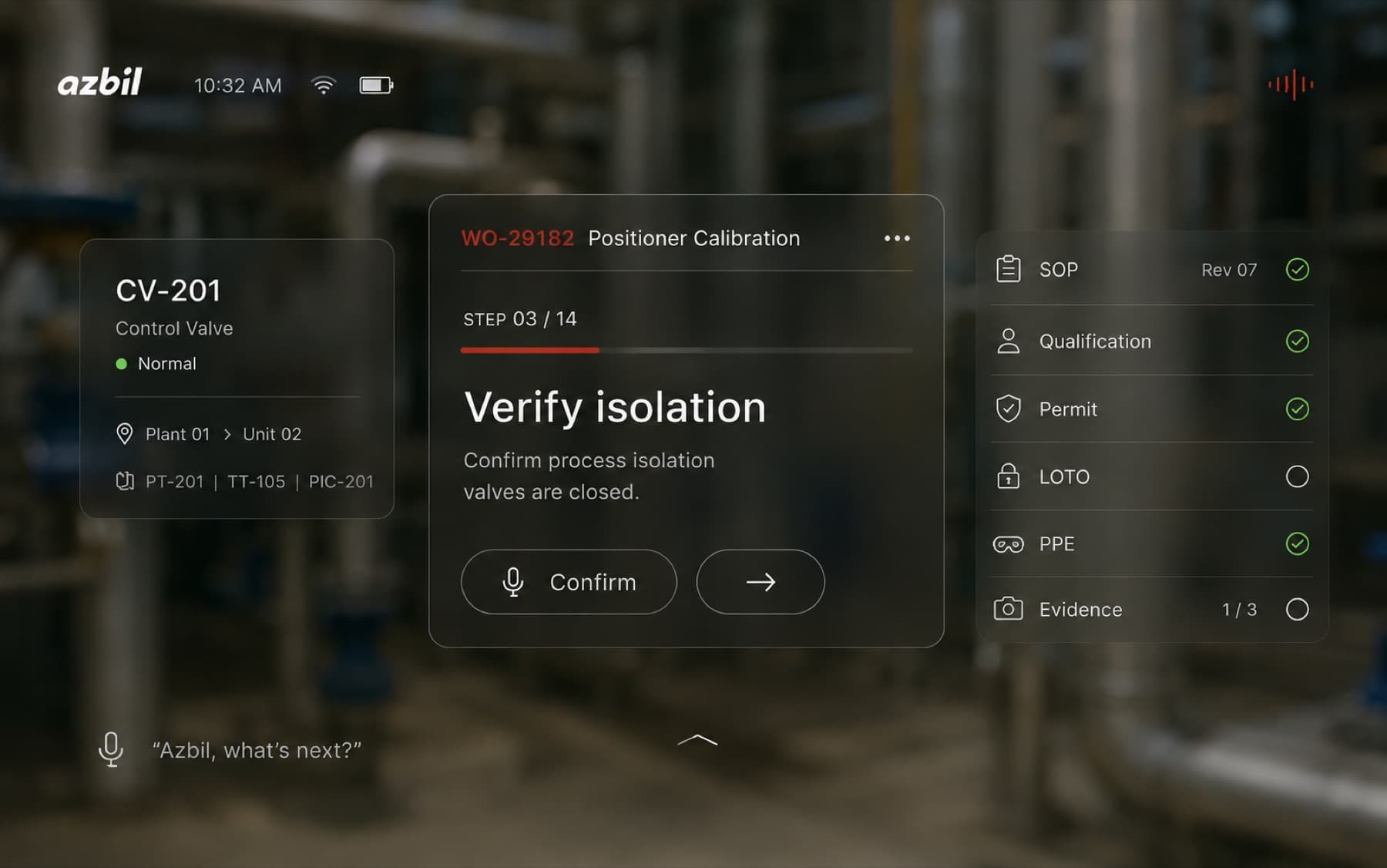 AR valve calibration interface