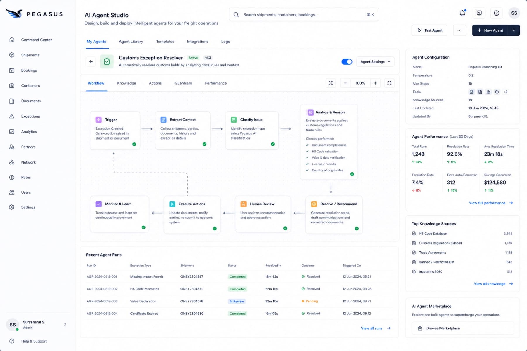 AI agent studio dashboard